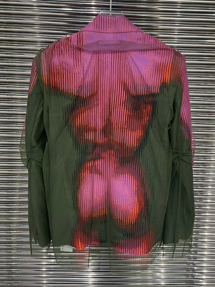 Womens Two Piece Pants TWOTWINSTYLE Print Sets For Women Notched Collar Long Sleeve Tops High Waist Wide Leg Summer Set Female Fashion 230504