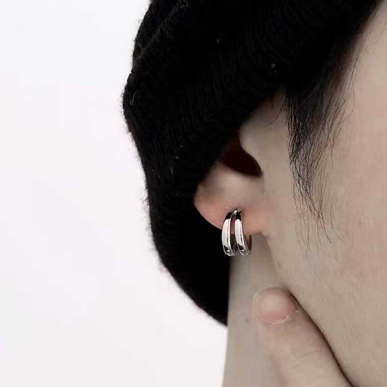 Stud Mens Jewellery Men Women Small Hoop Earrings Silver Color Round Stud Earrings Jewelry Mujer