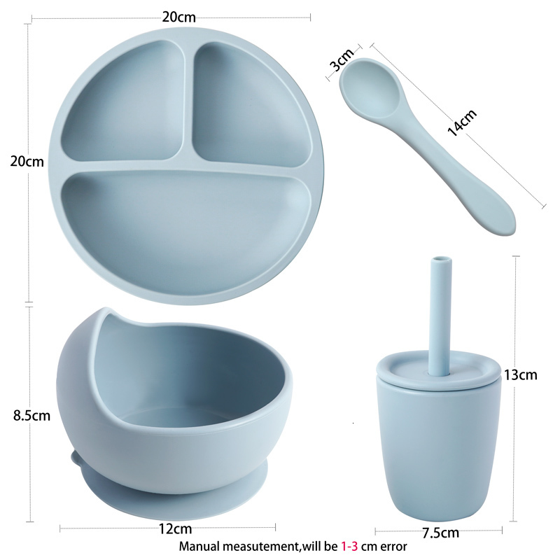 Cups Dishes Utensils Bpa Free Children s Tableware Fashionable Soft Silicone Food Plates Easy To Clean Washing Up Straw Cup Spoons Cute Gadget 230504