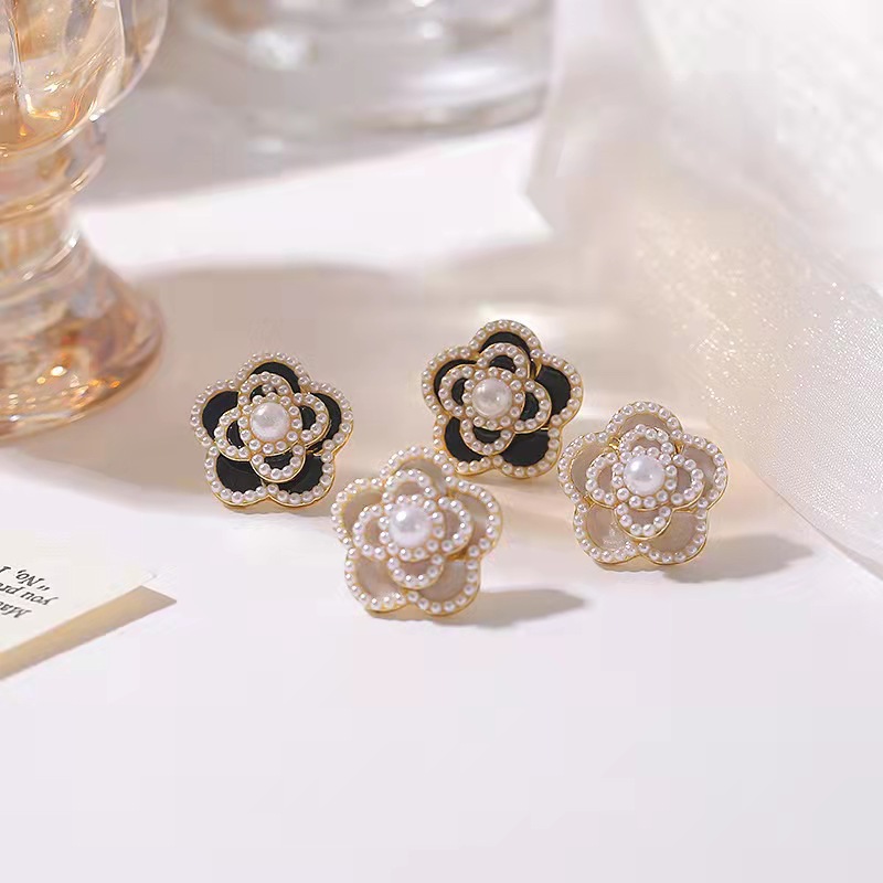 Camellia Stud Earring Sweet Elegant Diamond Earrings Beautiful Earrings Women's Wedding Jewelry High Quality Gift