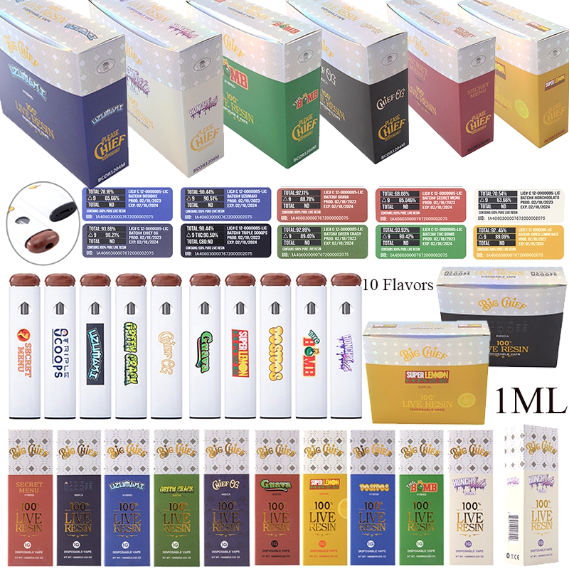 1ML Big Chief E Cigarette Recharegeable Disposable Vape Pen Empty 10 Flavors Preheating With Box Package Bottom USB Chargers
1ML Big Chief E Cigarette Recharegeable Disposable Vape Pen Empty 10 Flavors Preheating With Box Package Bottom USB Chargers