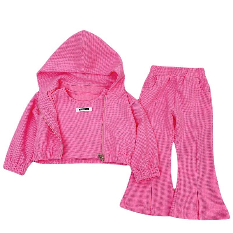 Clothing Sets Toddler Girl Sport Autumn Hodded Jacket Crop Top Pants Children Highj Quality Kids Wholesale 230504