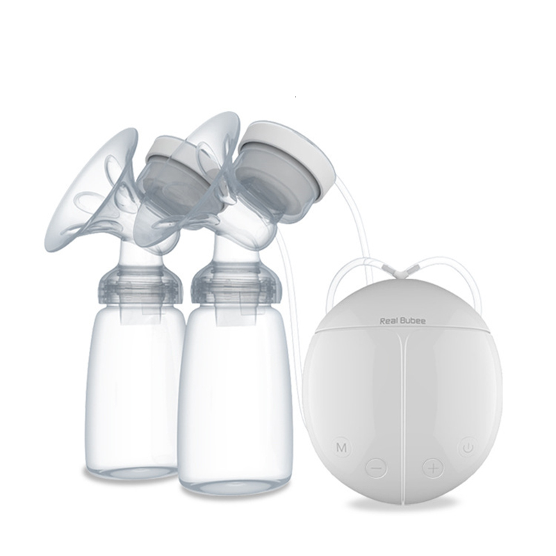 Breastpumps Real Bubee Double Electric Pumps Powerful Nipple Suction Baby Milk Bottle Cold Heat Pad Nippl USB Pump 230504