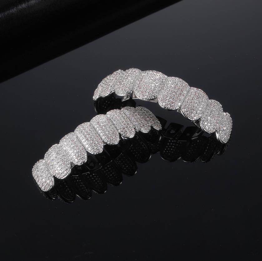 Exclusive Customization Moissanite Teeth Grillz Iced Out Hop Sier Decorative Braces Real Dia Bg Tooth Grills For Men Women No Need Provide Molds