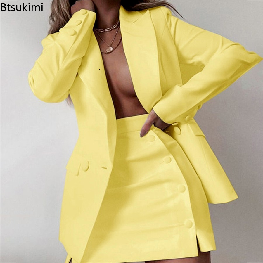 Women s Suits Blazers 2023 Elegant Office 2 Pieces Sets Solid with Skirts Plus Size 5XL Business Blazer and Skirt 230504