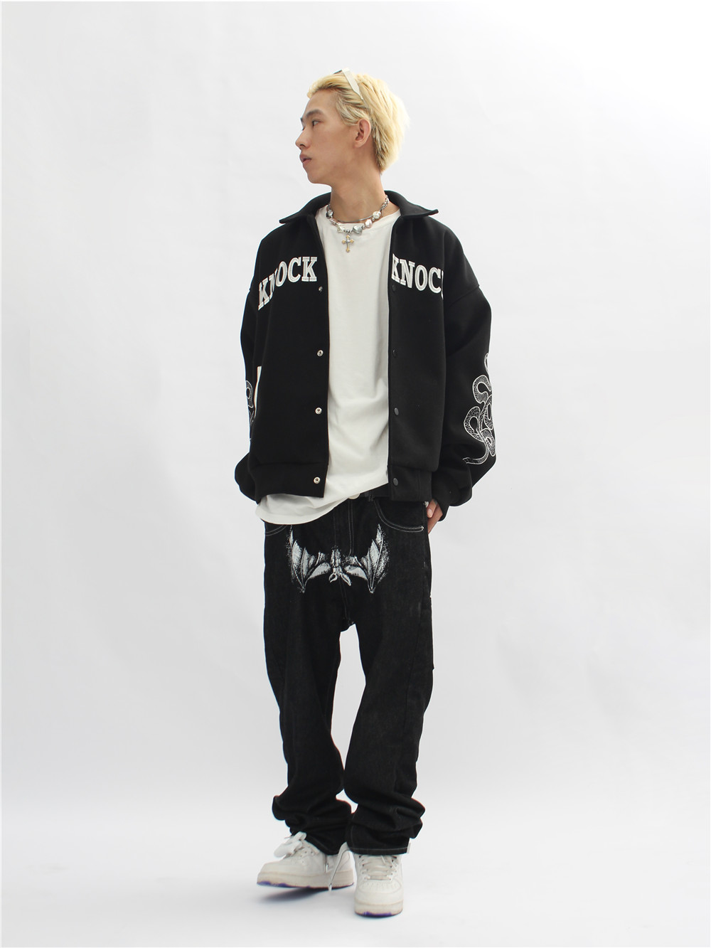 Fashion motorcycle riding jacket letter embroidery long sleeve bomber baseball jacket men