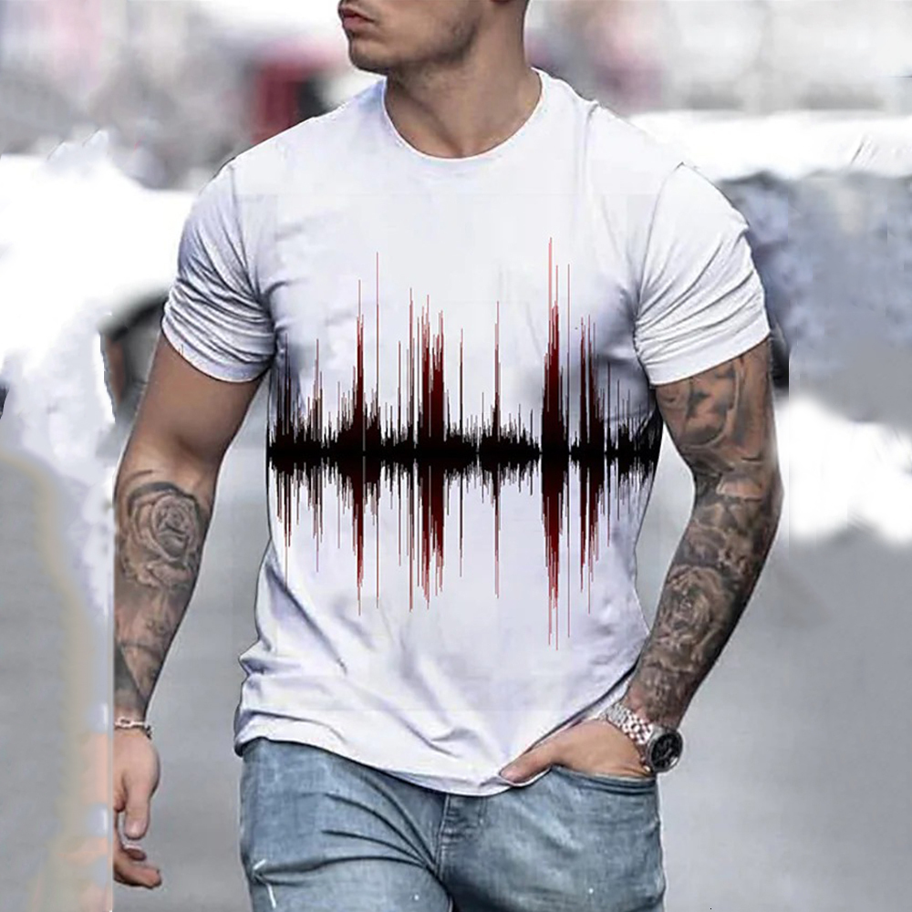 Men s T Shirts T Shirt Graphic 3d O Neck Black White Stripes Oversized Clothing Casual Daily Top Streetwear Short Sleeve Apparel 230503
