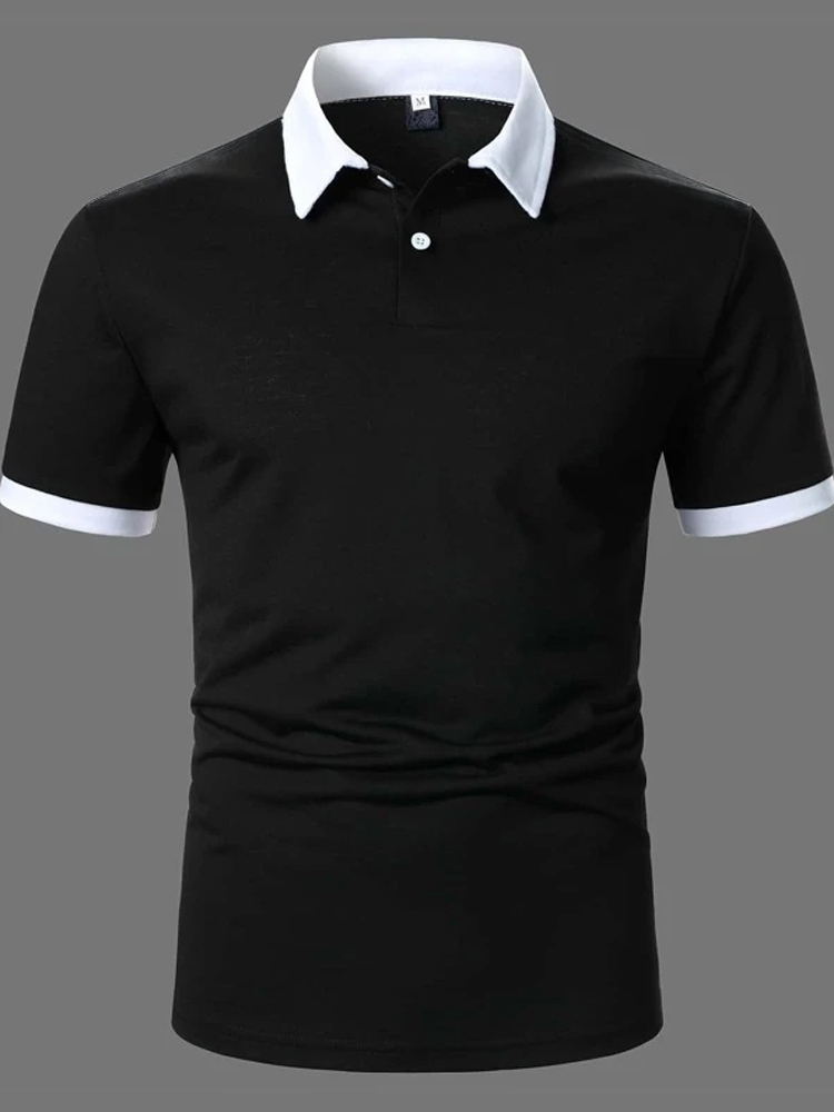 Mens Polos Shirts Short Sleeve Contrast Summer Streetwear Casual Fashion Tops 230504