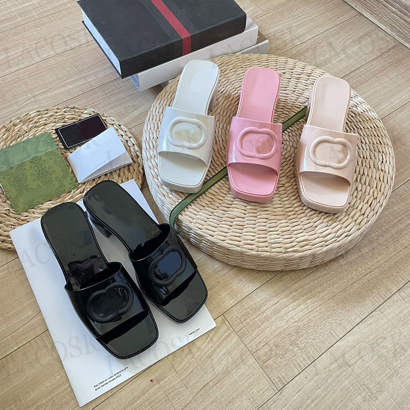 Wholesale Womens Slippers Designer Summer High-heeled Shoes Non-slip Thick Soles Sandals Embossed Letter with Original Box 35-40