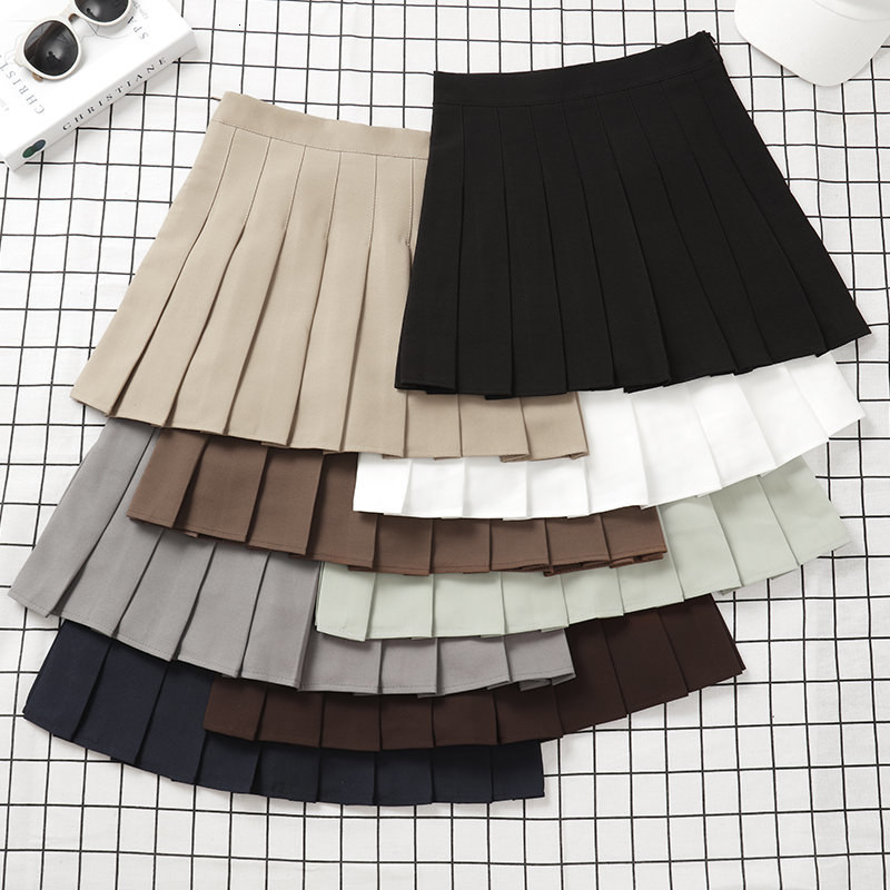 Skirts Brown Skirt Ladies Summer Clothes Women's High Waist Harajuku Korean Style Black Mini Pleated Skirt For School Girl Uniform 230503