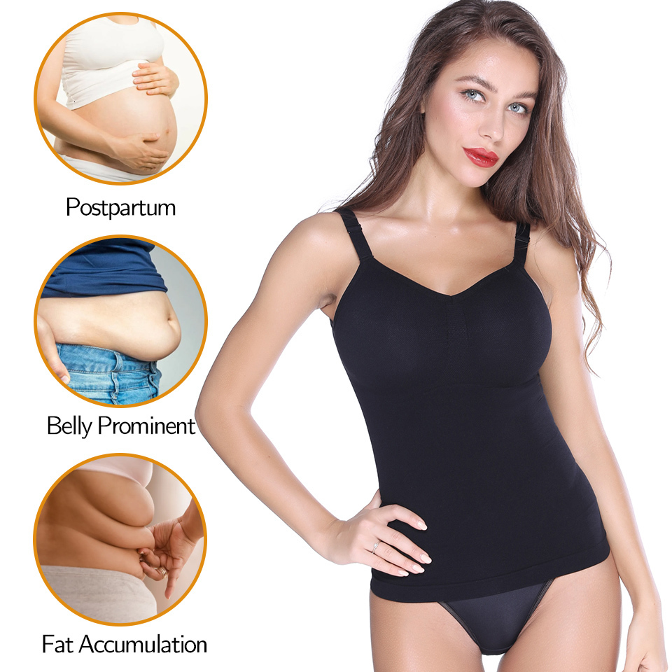 Women's Shapers Women Shapewear Camisoles Waist Trainer Body Shaper Tummy Control Tank Tops Compression Undershirts Slimming Underwear Camisole 2