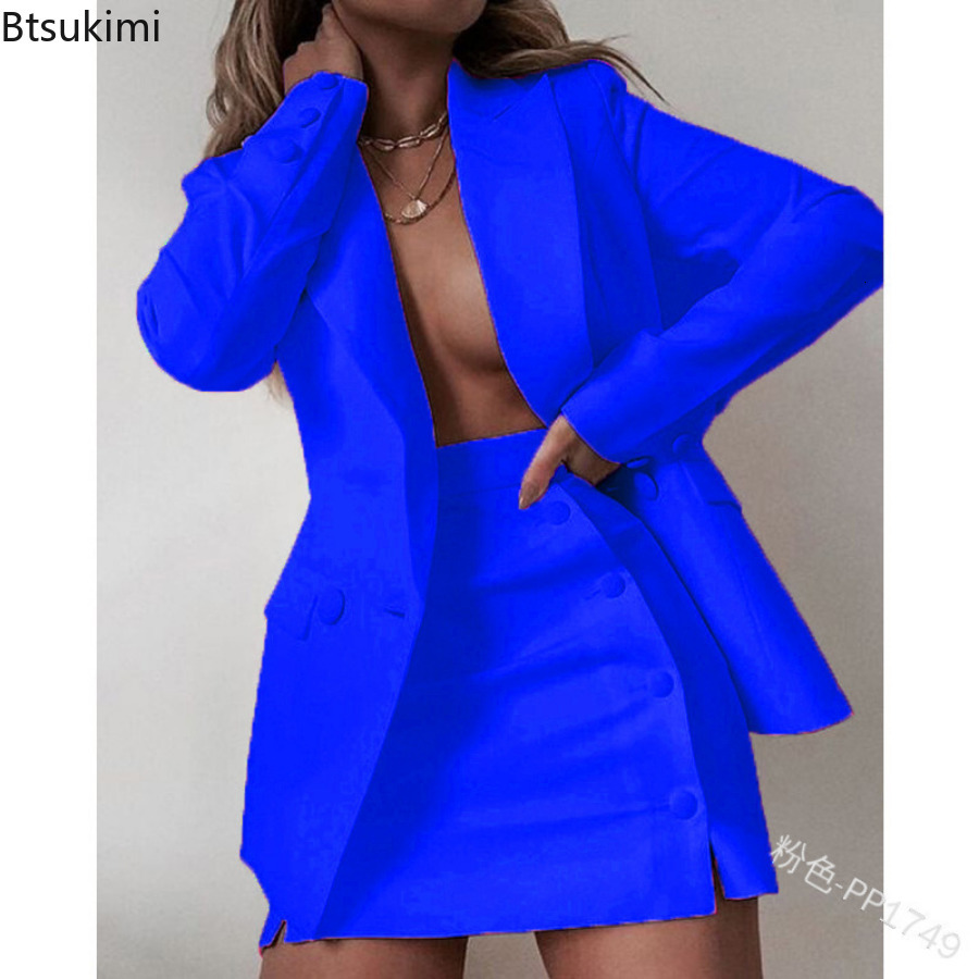 Women s Suits Blazers 2023 Elegant Office 2 Pieces Sets Solid with Skirts Plus Size 5XL Business Blazer and Skirt 230504