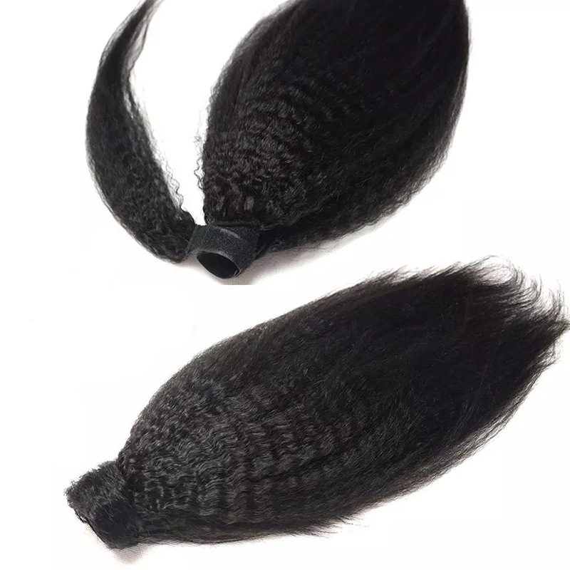 Brazilian Human Ponytails Virgin Hair Extensions Magic Sticker Ponytail 8-24Inch Natural Color 75-100G