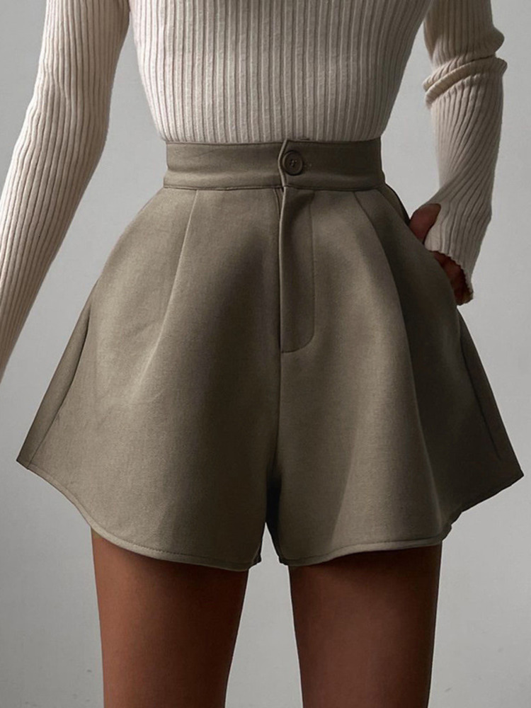 Women's Shorts Mozision High Wait Wide-leg Shorts Women Bottom Casual Loose A- Line Short Pants Ladies Leisure Summer Vintage Shorts 230504