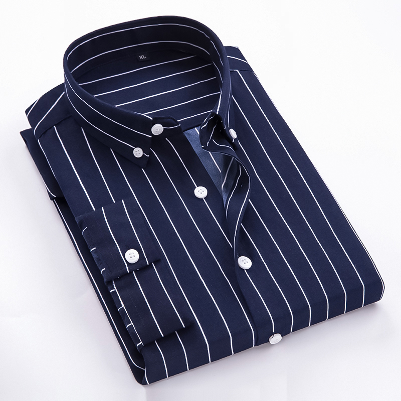 Men's Casual Shirts Men's Business Casual Shirts 3/4 Sleeve Striped Slim Fit Shirts Single Breasted Shirts 230504