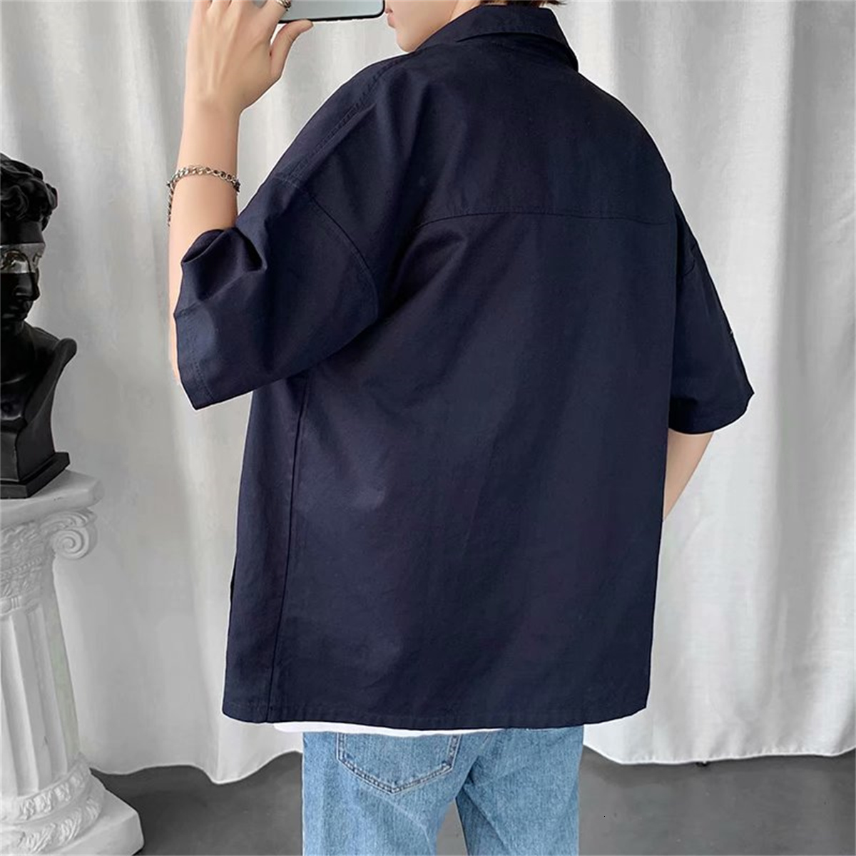 Men's Casual Shirts Mens Cotton Military Cargo Shirts Casual Dress Short Sleeve Work Streetwear Blouses 230504