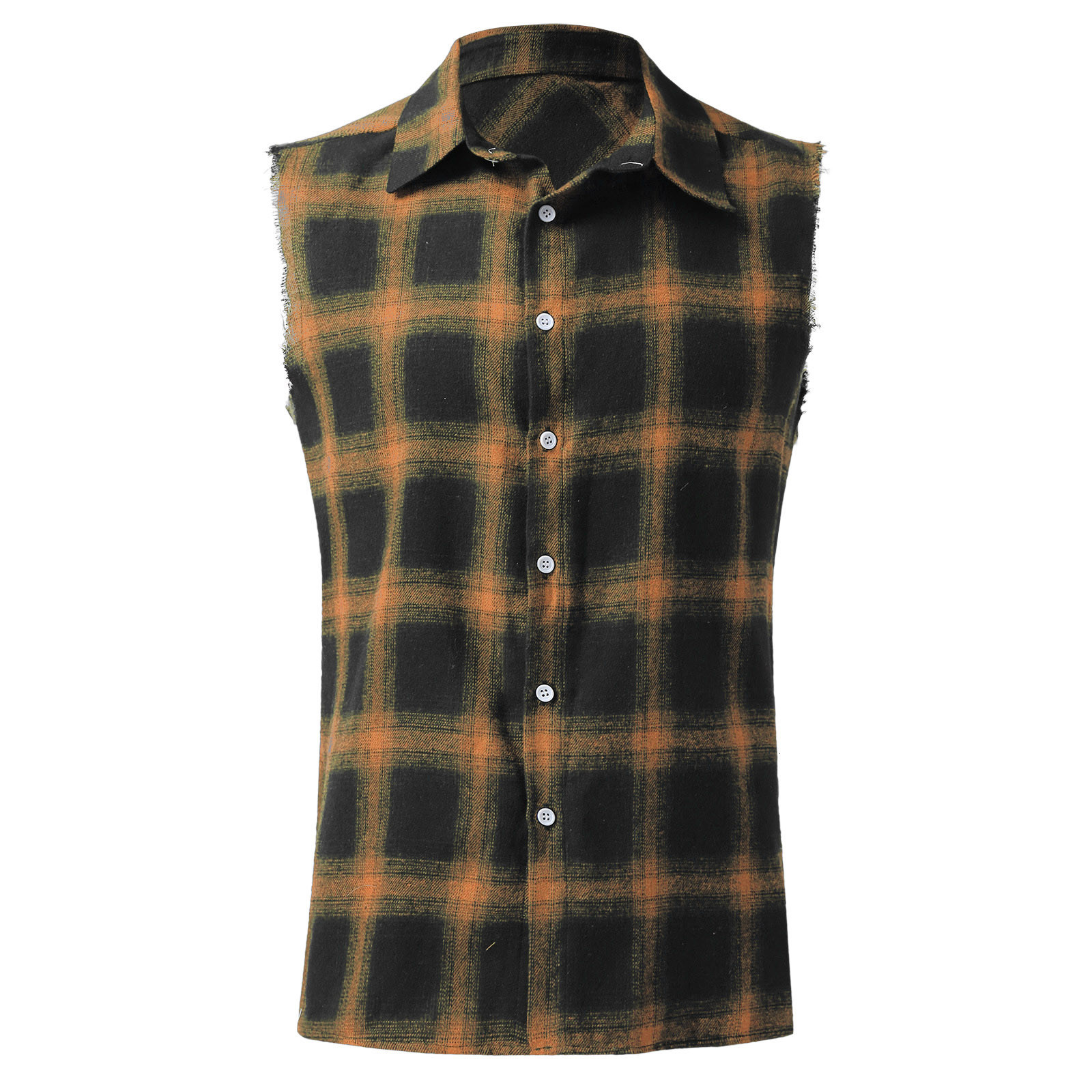 Mens Tank Tops Summer Fashion Casual Plaid Print Sleeveless T Shirt Vest Buckle Sanding Korean Style Beach 230504