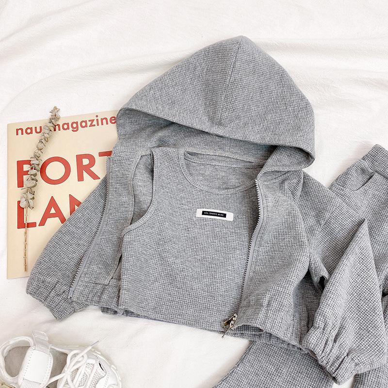 Clothing Sets Toddler Girl Sport Autumn Hodded Jacket Crop Top Pants Children Highj Quality Kids Wholesale 230504