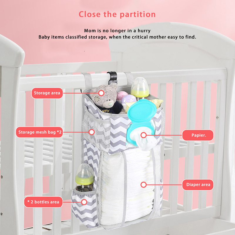 Boxes Storage Baby Crib Hanging Storage Bag Diaper Nappy Organizer Cot Bed Infant Essentials Kids Bedding Set 230504