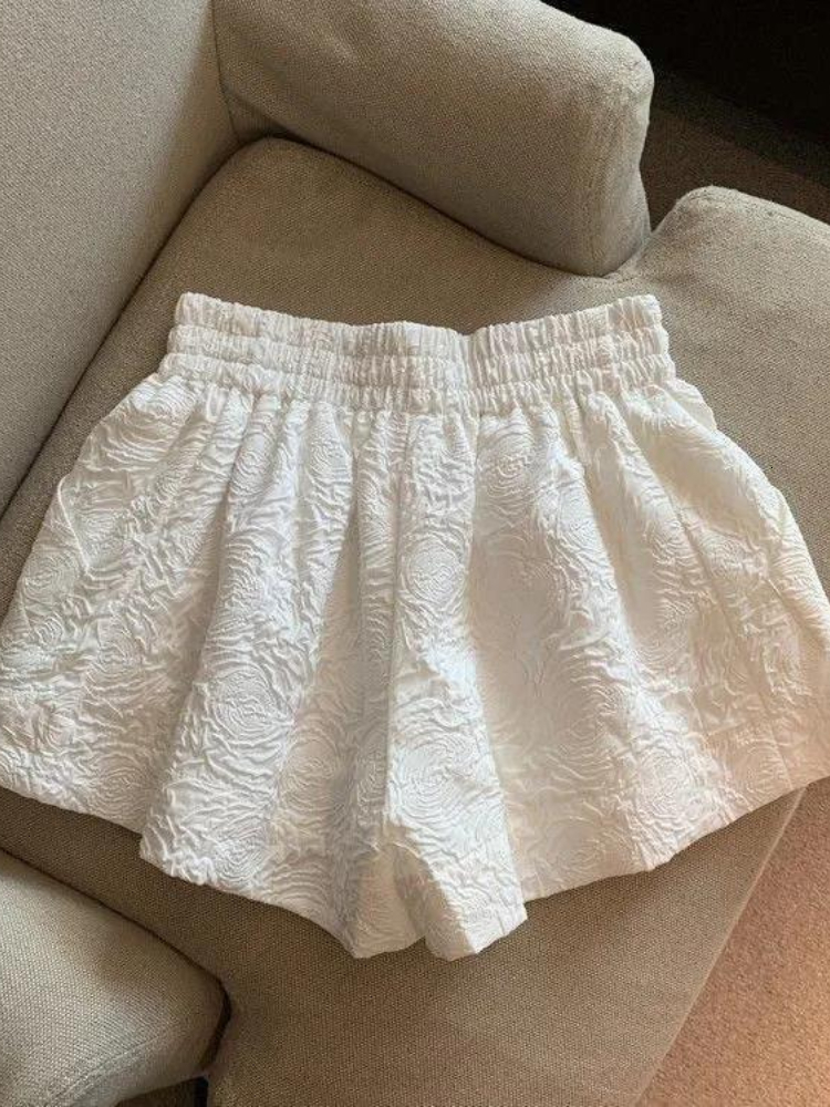 Women's Shorts Woherb Shorts Women Summer Wide-leg Loose Drape Korean-style Casual Womens Office BF Streetwear Fashion Simple Jacquard Shorts 230