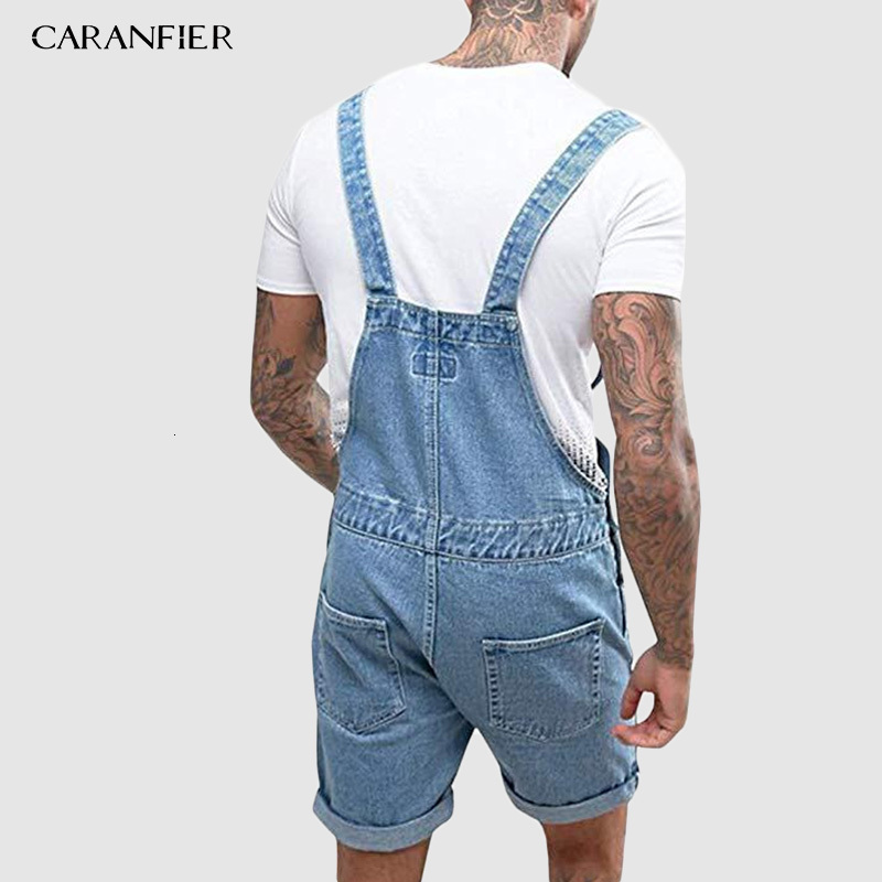 Men's Jeans CARANFIER Summer Men Jeans Overalls with Pocket Casual Denim Short Jumpsuit Jeans Men Jeans Suspender Pants Fashion Streetwear 230503