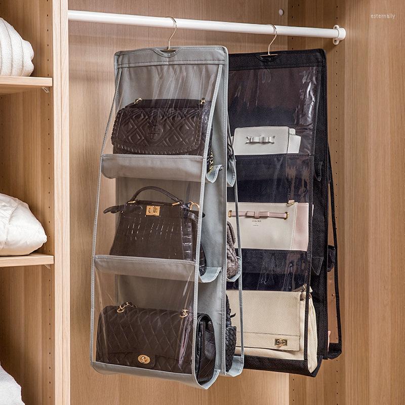 Storage Bags 6 Pocket Hanging Handbag Organizer For Wardrobe Closet Transparent Bag Door Wall Clear Sundry Shoe With Hanger Pouch
Storage Bags 6 Pocket Hanging Handbag Organizer For Wardrobe Closet Transparent Bag Door Wall Clear Sundry Shoe With Hanger Pouch