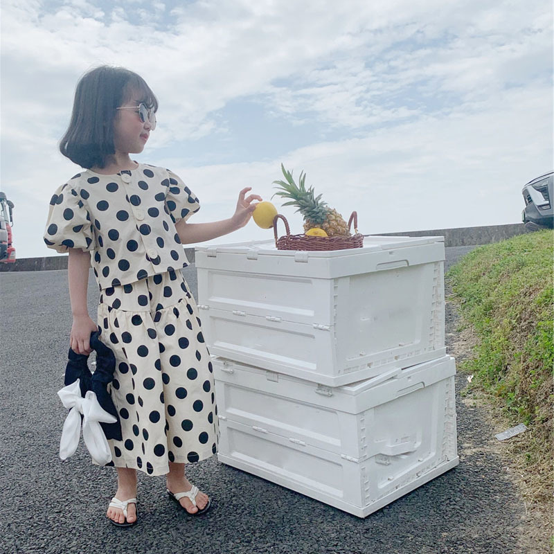 Clothing Sets Summer Girls Fashion Single breasted Polka Dot Shirt Top Culottes Baby Kids Clothes Suit Children 230504