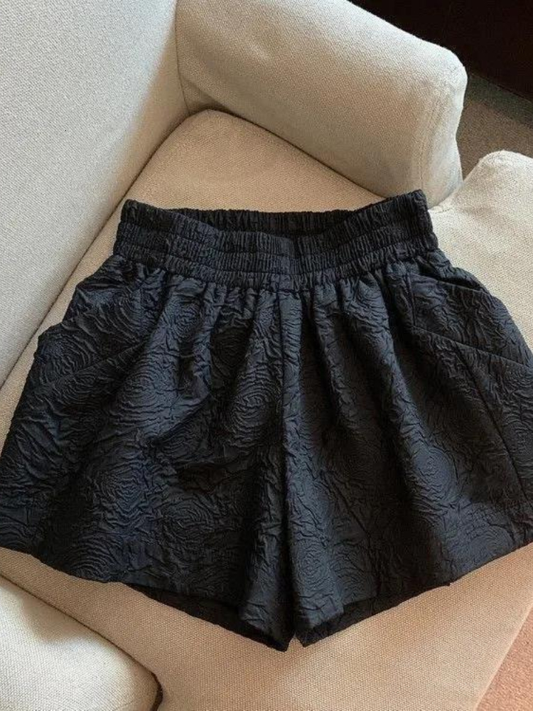 Women's Shorts Woherb Shorts Women Summer Wide-leg Loose Drape Korean-style Casual Womens Office BF Streetwear Fashion Simple Jacquard Shorts 230