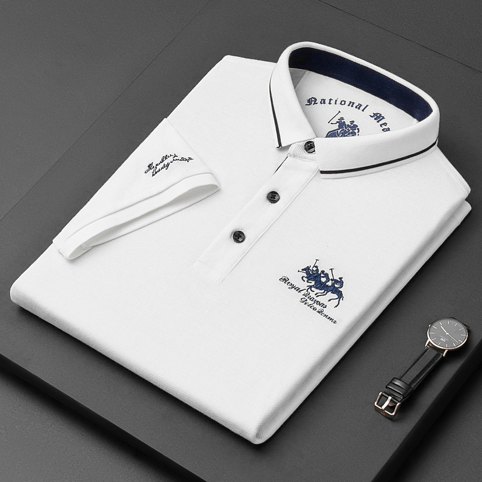 Mens Polos Breathable High quality mens cotton embroidered polo shirt summer highend business casual Lapel short sleeve Tshirt 230504