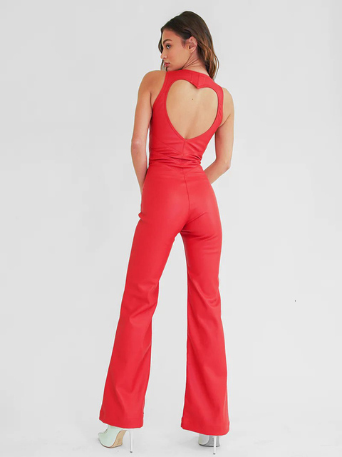 Women's Jumpsuits Rompers Blue Backless Heart Cutout Bodycon Jumpsuit For Women Summer Sleeveless Slim Outfits Retro Denim Jumpsuits 230503