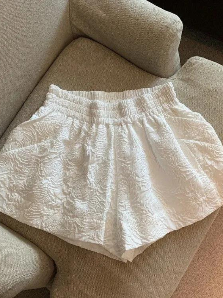 Women's Shorts Woherb Shorts Women Summer Wide-leg Loose Drape Korean-style Casual Womens Office BF Streetwear Fashion Simple Jacquard Shorts 230