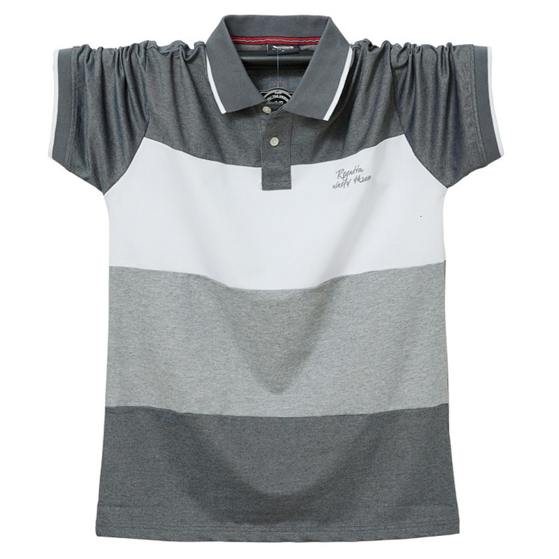 Mens Polos Stripe Shirt Men Big Size 6XL Short Sleeve Shirts Summer Breathable Color Contrast Cotton Tops Plus 5XL 230504