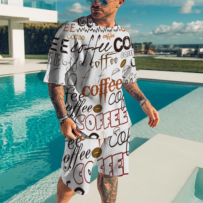 Mens Tracksuits Summer Tracksuit 2Piece Set Hip Hop Round Neck Letter Printing TShirts Sets Casual Short Sleeve Streetwear Fashion Men Clothing 230504