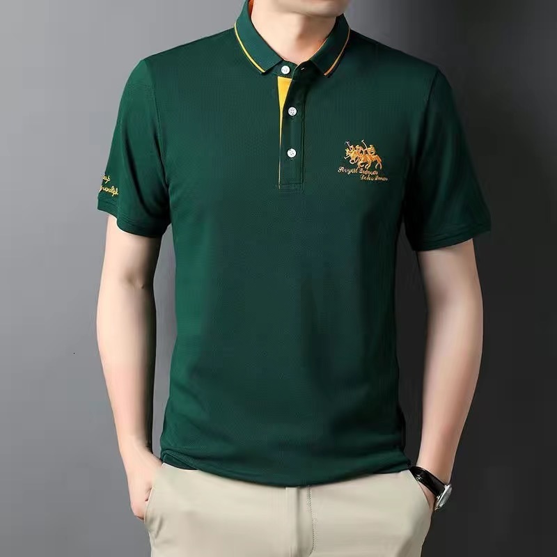 Mens Polos Breathable High quality mens cotton embroidered polo shirt summer highend business casual Lapel short sleeve Tshirt 230504