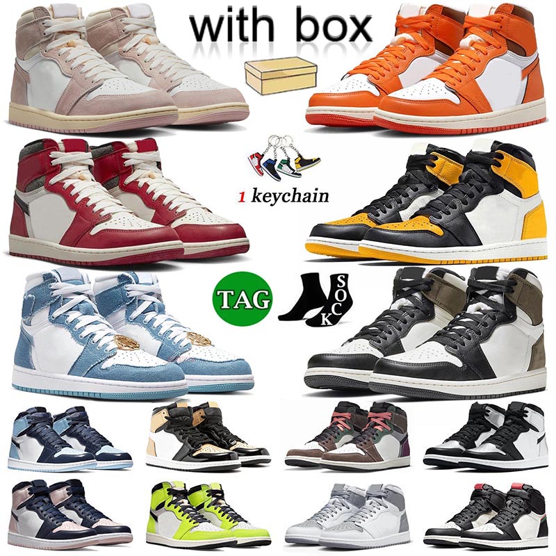 mens jorden1s j 1 jumpman basketball shoes with box 1s high top og washed pink denim starfish lost and found mochas university blue women dh sneakers trainers 36-47