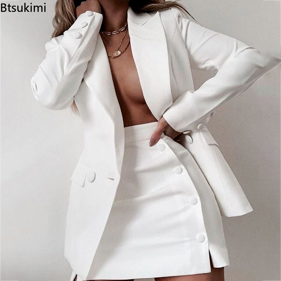 Women s Suits Blazers 2023 Elegant Office 2 Pieces Sets Solid with Skirts Plus Size 5XL Business Blazer and Skirt 230504