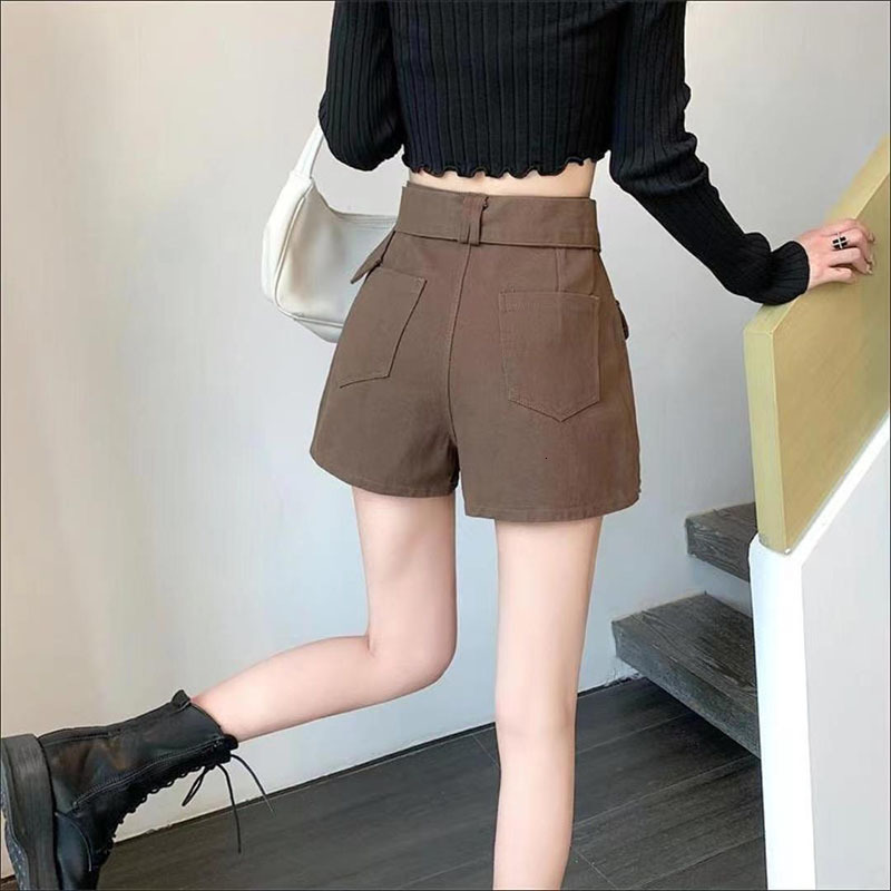 Skirts Lucyever Korean Style High Waist Mini Skirt Women Fashion with Belt Short Culotte Skirts Y2K Streetwear Big Pocket Cargo Skirts 230503