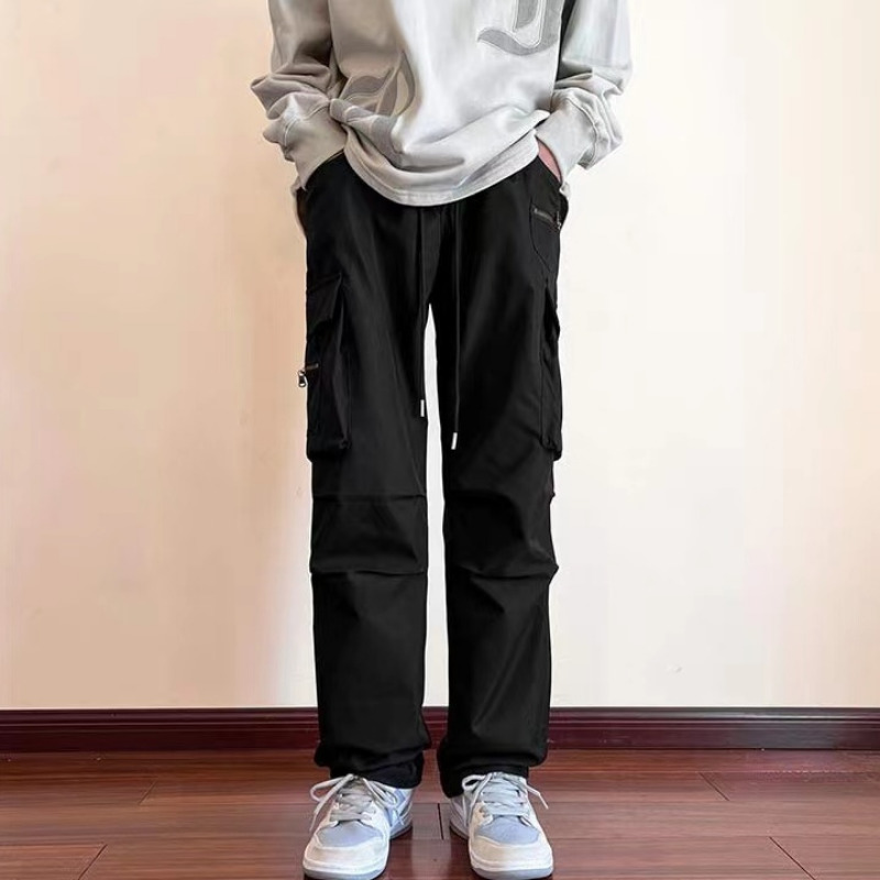 Men's Pants Overalls Men's Spring Summer Retro High Street Casual pants Large Pocket Trousers Loose Straight Tube Draped Wide-leg Pants 2305