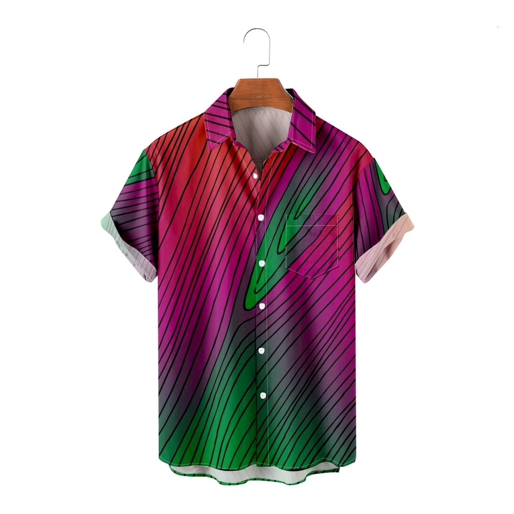 Mens Casual Shirts Hawaiian Shirt For Fashion Neon Art Streetwear Harajuku 3D Print Cozy Short Sleeve Beach Clothes 230504