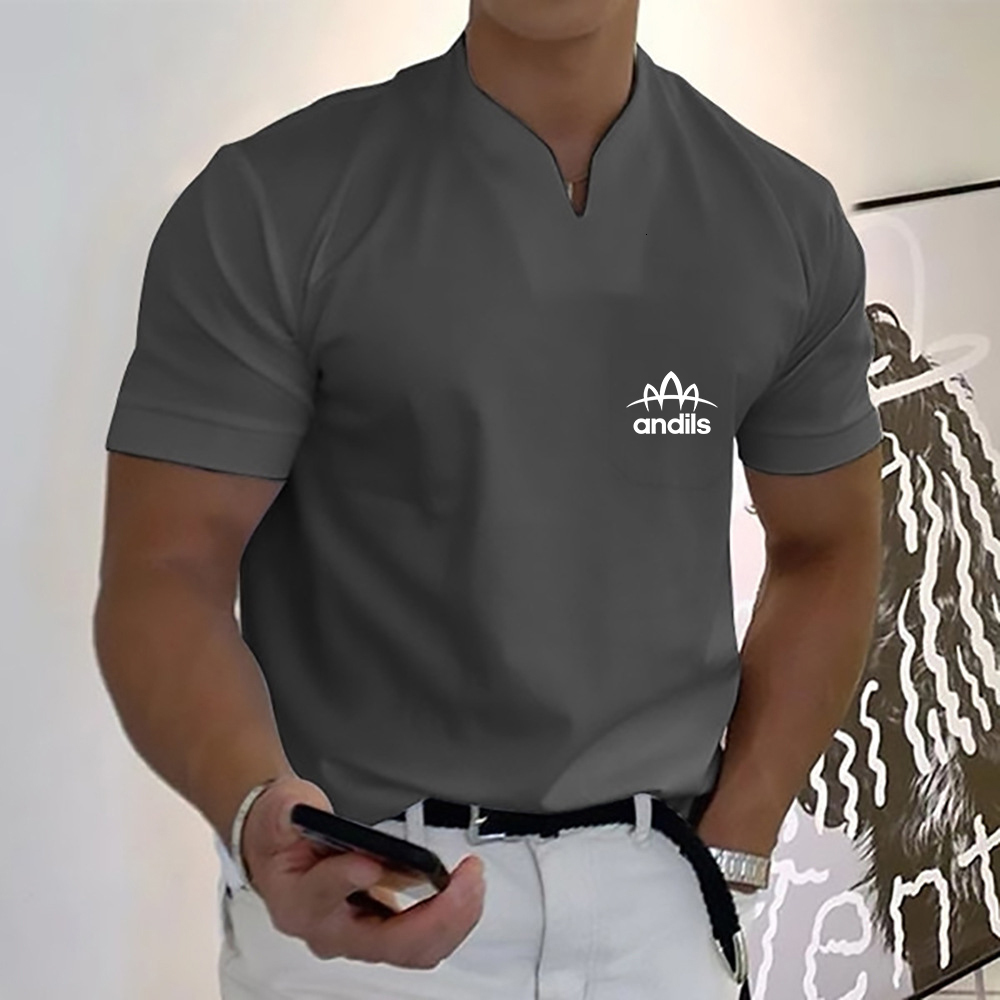 Mens Polos Summer VNeck Fashion Print TShirt Loose Comfortable Breathable Men Fitness Outdoor Leisure 45XL 230504