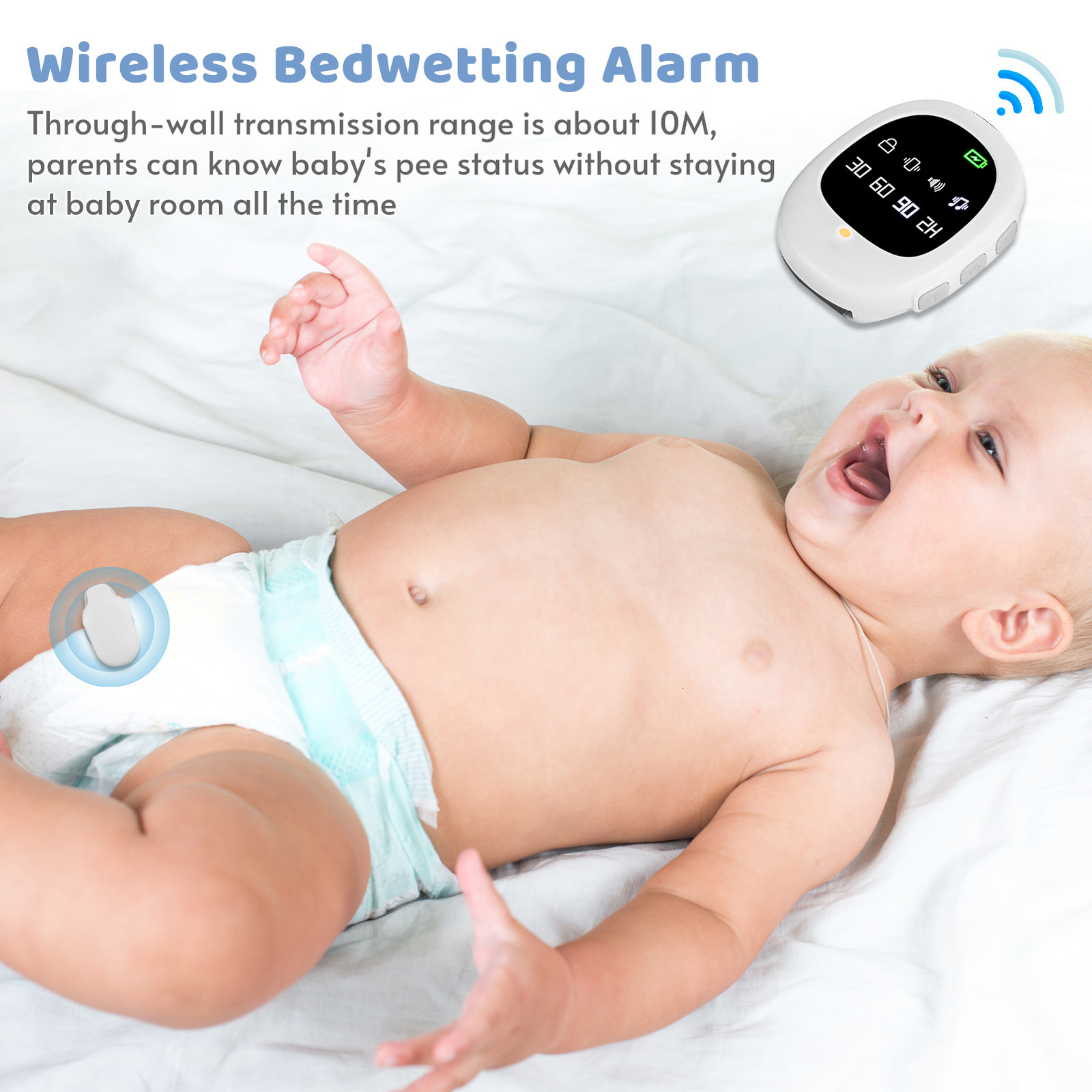 Baby Monitor Camera Wireless Bedwetting Alarm Potty Training Watch with Wristband for Kids Elder 40M Effective Range Vibration Sound Vibration 230504