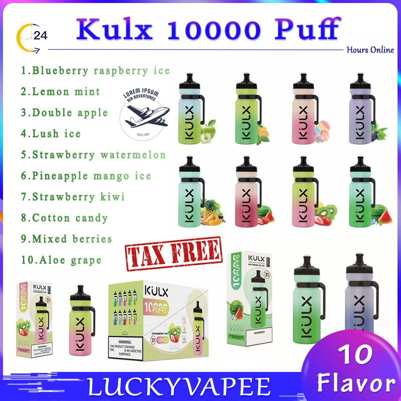 Original Kulx 10000 Puffs Disposable Vape Pen E Cigarette 850mAh Rechargeable Battery 20ml Cartridge Starter Kit Big Bar Kit Portable Package
Original Kulx 10000 Puffs Disposable Vape Pen E Cigarette 850mAh Rechargeable Battery 20ml Cartridge Starter Kit Big Bar Kit Portable Package