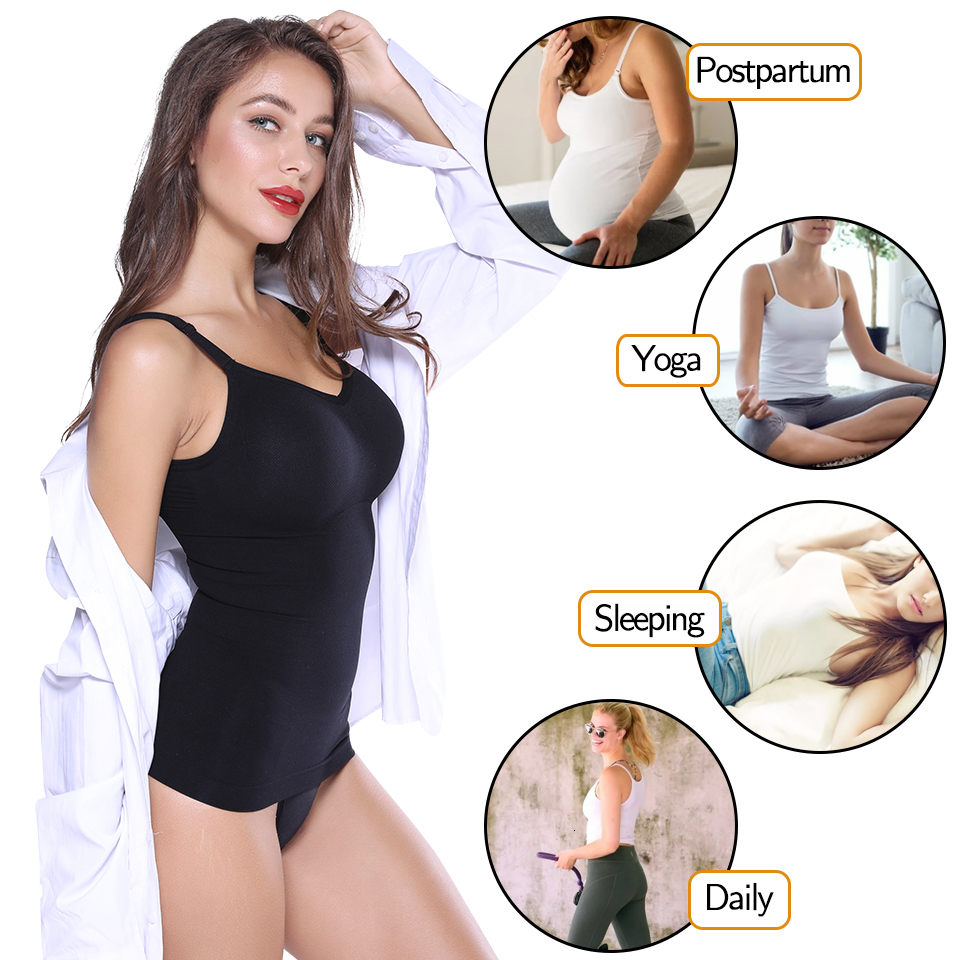 Women's Shapers Women Shapewear Camisoles Waist Trainer Body Shaper Tummy Control Tank Tops Compression Undershirts Slimming Underwear Camisole 2