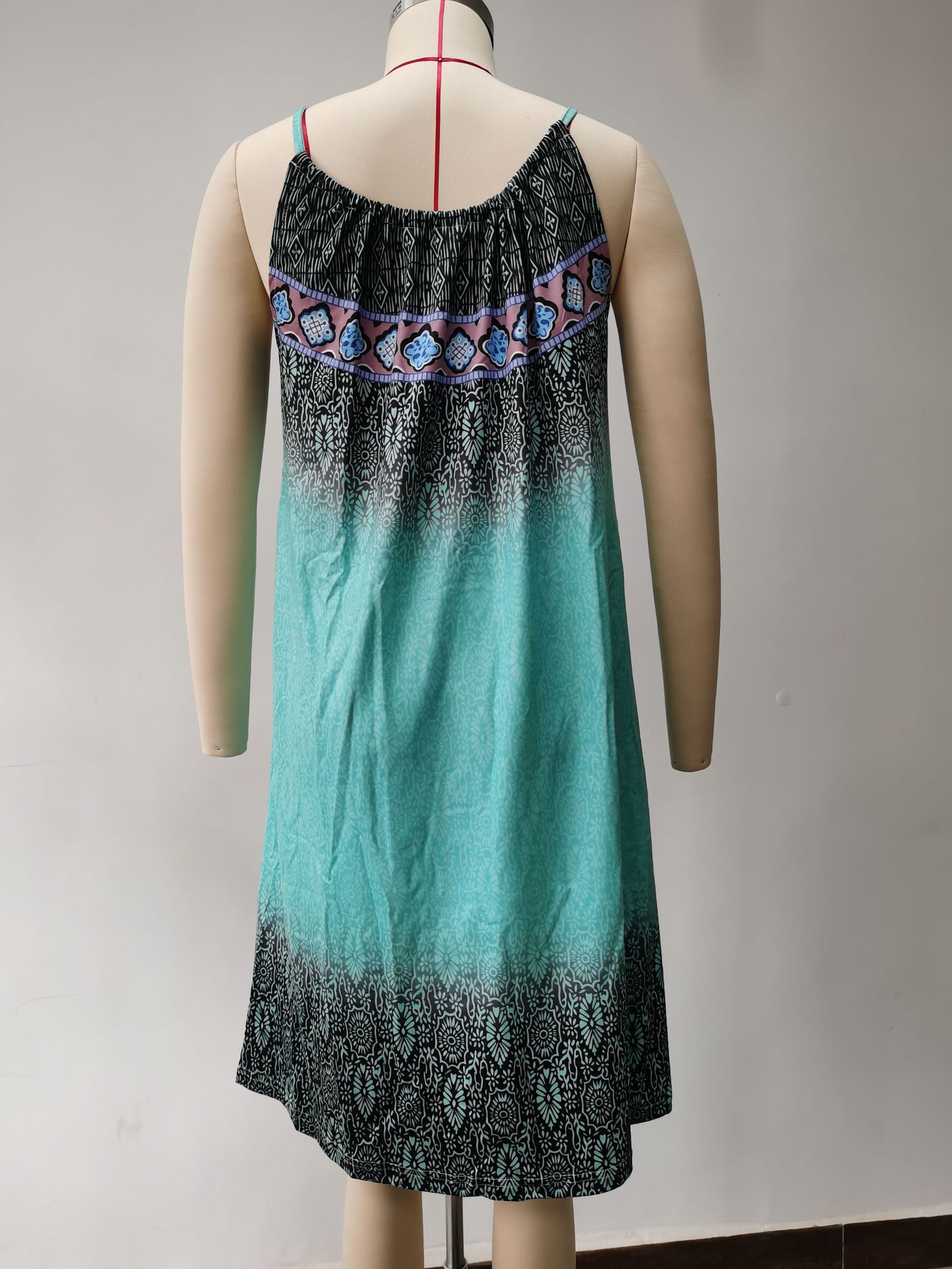 Prom dress for woman Women Summer Spaghetti Strap O-Neck A-Line Mini Swing Dress Boho Vintage Colorful Floral Print Loose Beach Cami Sundress