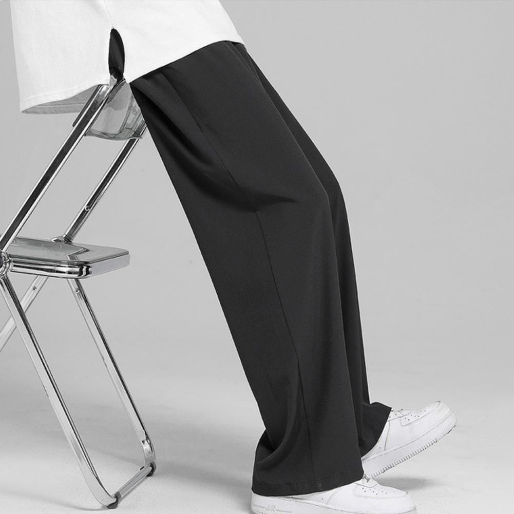 Men's Pants Summer Men Pants Solid Color Wide Leg Draping Relaxed Fit High Waist Trousers Streetwear 230504