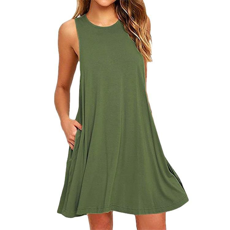 Designer dress for woman summer dress Women Solid Summer Sleeveless Mini Tank Dress with Invisible Pockets mini white 5xl
