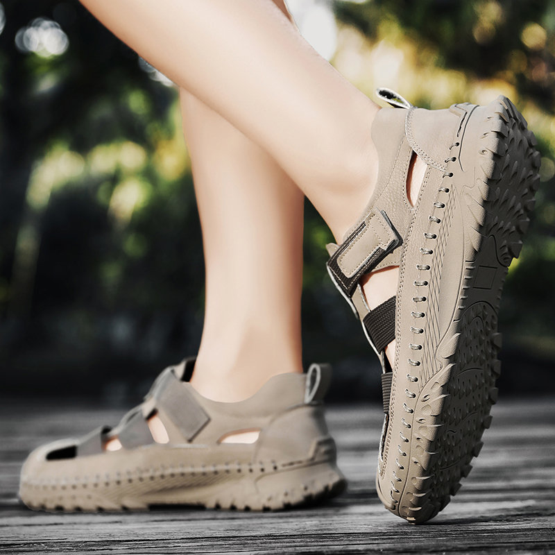 Sandals Mens Large Size Beach Soft Comfortable Summer Shoes Genuine Leather Outdoor Roman 230503