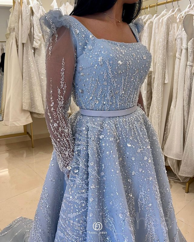 2023 April Aso Ebi Sequined Lace Prom Dress A-line Sexy Evening Formal Party Second Reception Birthday Engagement Gowns Dress Robe De Soiree ZJ670