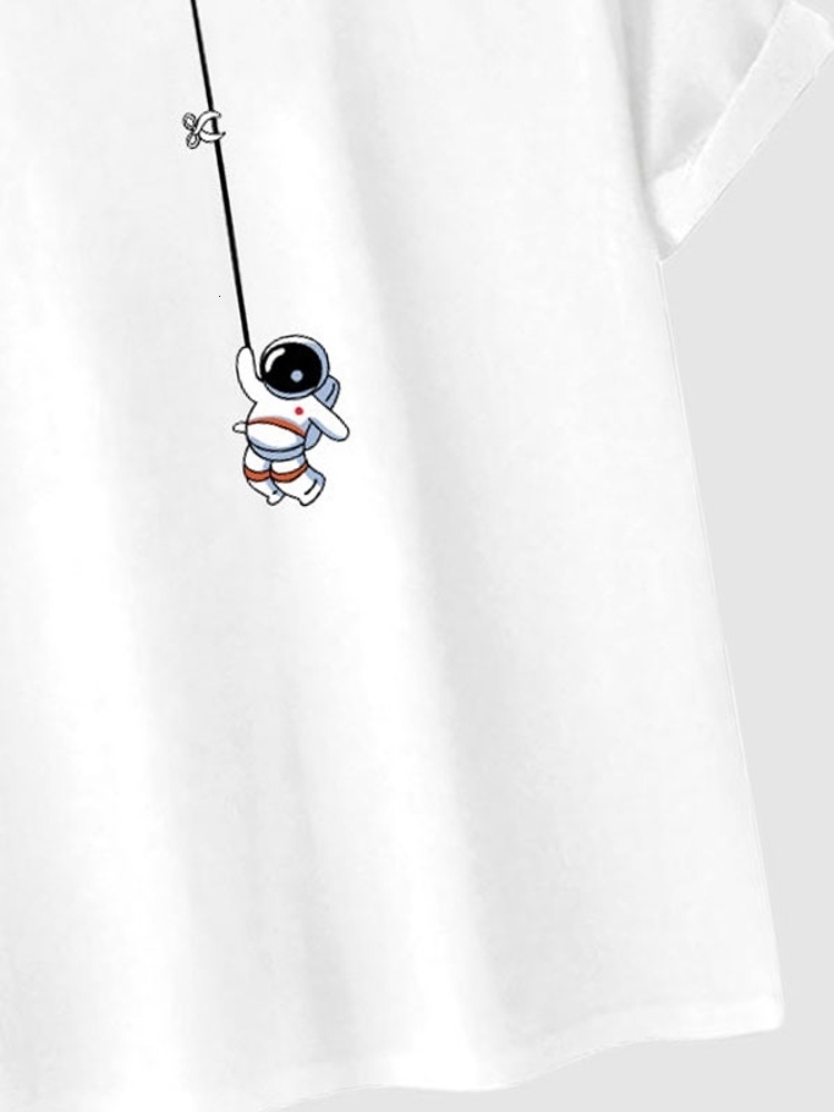 Men's T-Shirts Cotton Men's T-shirts Astronaut Graphic Print Short Sleeve Tees O-Neck Casual Streetwear T-shirt Unisex Spring Summer Tops 23