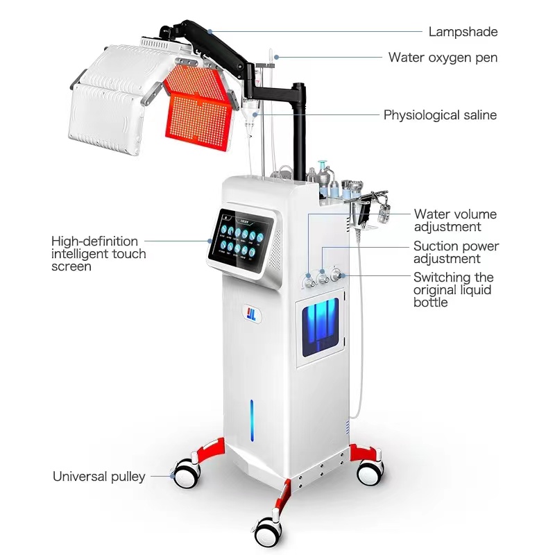 Newest Oxygen Jet Peel Skin Rejuvenation Beauty Equipment With 4 Colors Pdt Light Therapy Skin Tightening Wrinkle Remover